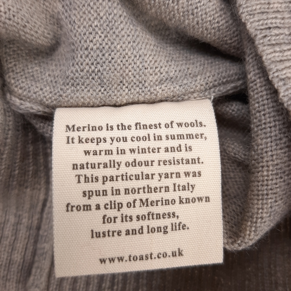 TOAST Button Shoulder Jumper UK 8 Marl Knit Grey/Beige - Picture 12 of 12